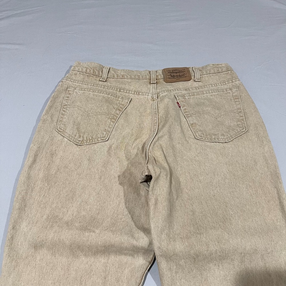 Vintage 90s Levis 545 Mens Tan Khaki Loose Fit Straight Leg USA Pant Faded 38x30 - Picture 4 of 9